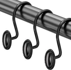 AmazerBath Black Shower Curtain Hooks, 12PCS Rust Proof Shower Curtain Rings, Decorative Modern Shower Curtain Hangers, Elliptical Heavy Duty Design Convenient for Bathroom Kitchen Wardrobe AmazerBath Black Shower Curtain Hooks, 12PCS Rust Proof Shower Curtain Rings, Decorative Modern Shower Curtain Hangers, Elliptical Heavy Duty Design Convenient for Bathroom Kitchen Wardrobe