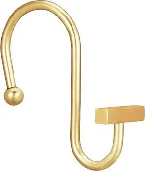 Gracelife Shower Curtain Decorative Hook Modern Square T Bar Shape Shower Hooks Hangers Rust Proof Shower Curtain Rings for Bathroom (Gold) Gracelife Shower Curtain Decorative Hook Modern Square T Bar Shape Shower Hooks Hangers Rust Proof Shower Curtain Rings for Bathroom (Gold)