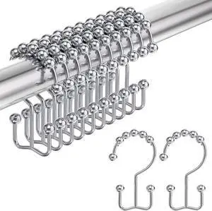 Amazer Shower Curtain Hooks Rings, Rust-Resistant Stainless Steel Double Shower Curtain Hooks, Shower Hooks for Shower Curtain and Liner Bathroom, Set of 12, Chrome Amazer Shower Curtain Hooks Rings, Rust-Resistant Stainless Steel Double Shower Curtain Hooks, Shower Hooks for Shower Curtain and Liner Bathroom, Set of 12, Chrome