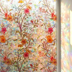 Stained Glass Flowers Window Film Privacy Static Cling Anti UV 17.5x78.7in | Cover Decal Tint Decor Kitchen Cabinet Sidelight Sun Blocking Light Filtering Glare Reduction Heat Control Stained Glass Flowers Window Film Privacy Static Cling Anti UV 17.5x78.7in | Cover Decal Tint Decor Kitchen Cabinet Sidelight Sun Blocking Light Filtering Glare Reduction Heat Control