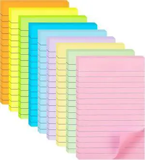 HQCME 9 Pack Lined Sticky Notes with Lines 4X6 in, 9 Pastel Slef-Stick Pads | Large Ruled Sticky Note Pads Colorful Super Sticking Power Notepads, Easy to Post for Office, School, Home, 35 Sheets/Pad HQCME 9 Pack Lined Sticky Notes with Lines 4X6 in, 9 Pastel Slef-Stick Pads | Large Ruled Sticky Note Pads Colorful Super Sticking Power Notepads, Easy to Post for Office, School, Home, 35 Sheets/Pad