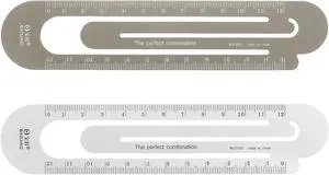 HARFINGTON Straight Ruler 12cm Metric Bookmark Clip Ruler Metal Aluminum Alloy Scale on Both Sides Measuring Scale Tool for Measure Study Reading Classroom Office, Silver Tone & Brown HARFINGTON Straight Ruler 12cm Metric Bookmark Clip Ruler Metal Aluminum Alloy Scale on Both Sides Measuring Scale Tool for Measure Study Reading Classroom Office, Silver Tone & Brown