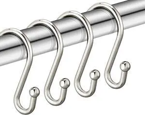 Nickel Shower Curtain Hooks, Rust Proof Shower Curtain Rings for Bathroom, Set of 12 CHICTIE Silver S Shaped Decorative Shower Curtain Hooks Hangers for Bathroom Curtains,Clothing, Towels, etc Nickel Shower Curtain Hooks, Rust Proof Shower Curtain Rings for Bathroom, Set of 12 CHICTIE Silver S Shaped Decorative Shower Curtain Hooks Hangers for Bathroom Curtains,Clothing, Towels, etc