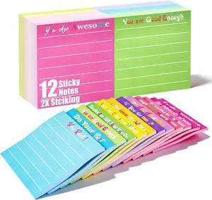 12 Pcs Inspirational Sticky Notes with Lines, Notepads Back to School | Gifts for Teachers,3x3in Motivational Sticky Notes Pad for Student Employee/Coworkers Appreciation 12 Pcs Inspirational Sticky Notes with Lines, Notepads Back to School | Gifts for Teachers,3x3in Motivational Sticky Notes Pad for Student Employee/Coworkers Appreciation