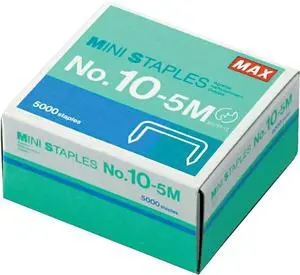 MAX USA Corp. mini Staple No.10-5M for The use of Compact Handy staplers (100 Staples per Stick, 5,000 Staples per Box), Silver MAX USA Corp. mini Staple No.10-5M for The use of Compact Handy staplers (100 Staples per Stick, 5,000 Staples per Box), Silver