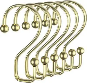 Shower Curtain Hooks Rings, 12 Pcs S Shape Shower Curtain Hooks, Rust Proof Shower Curtain Rings, Shower Hooks for Shower Curtains, Kitchen Utensils, Clothing, Towels, Gold Shower Curtain Hooks Rings, 12 Pcs S Shape Shower Curtain Hooks, Rust Proof Shower Curtain Rings, Shower Hooks for Shower Curtains, Kitchen Utensils, Clothing, Towels, Gold