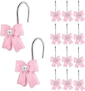 12PCS Shower Curtain Hooks Rings,Pink Bow Decorative Shower Curtain Hooks | Modern Home Decorativ Rust Resistant Hangers Shower Hooks for Bathroom Shower Rod, Bedroom, Living Room 12PCS Shower Curtain Hooks Rings,Pink Bow Decorative Shower Curtain Hooks | Modern Home Decorativ Rust Resistant Hangers Shower Hooks for Bathroom Shower Rod, Bedroom, Living Room