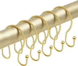 Gold Shower Curtain Hooks Rings, ELWEY Double Shower Curtain Hooks Rust Proof, Metal Shower Curtain Hangers for Bathroom Shower Curtains Rods,Shower Rings for Curtain Double Sided, Set of 12, Gold Gold Shower Curtain Hooks Rings, ELWEY Double Shower Curtain Hooks Rust Proof, Metal Shower Curtain Hangers for Bathroom Shower Curtains Rods,Shower Rings for Curtain Double Sided, Set of 12, Gold