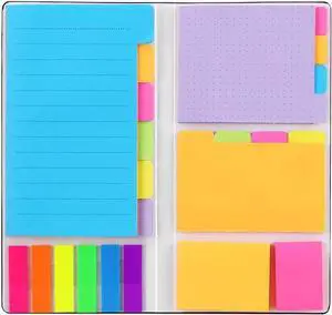 Sticky Notes Set, Hommie Colored Divider Self-Stick Notes Pads Bundle, Prioritize with Color Coding, 60 Ruled (3.7x6), 40 Dotted (3.7x3), 40 Blank (3x3.7), 60 Per Rectangular, 25 Per PET Color Sticky Notes Set, Hommie Colored Divider Self-Stick Notes Pads Bundle, Prioritize with Color Coding, 60 Ruled (3.7x6), 40 Dotted (3.7x3), 40 Blank (3x3.7), 60 Per Rectangular, 25 Per PET Color