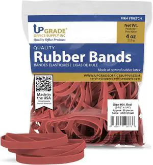 Upgrade Office Supply Rubber Bands, Size 64, Red, 3 1/2 x 1/4 in, 1/4 lb Bag, 80 Count, USA Upgrade Office Supply Rubber Bands, Size 64, Red, 3 1/2 x 1/4 in, 1/4 lb Bag, 80 Count, USA