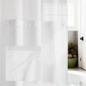 Mrs Awesome Fabric Snap in Liner for No Hook Shower Curtain White, 70x 54 | Replacement Liner Snap on & Removable, 2 Magnets, Water Repellent, Washable, 70 x 54 for Hotel Style Bathroom Shower Curtain Mrs Awesome Fabric Snap in Liner for No Hook Shower Curtain White, 70x 54 | Replacement Liner Snap on & Removable, 2 Magnets, Water Repellent, Washable, 70 x 54 for Hotel Style Bathroom Shower Curtain
