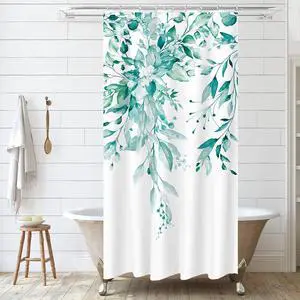 Tititex Teal Eucalyptus Shower Curtain Sets, Watercolor Turquoise Leaves on The Top Plant with Floral Bathroom Decoration 36x72 Inch with Hooks Tititex Teal Eucalyptus Shower Curtain Sets, Watercolor Turquoise Leaves on The Top Plant with Floral Bathroom Decoration 36x72 Inch with Hooks