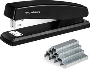 Amazon Basics Office Stapler with 1000 Staples, 25 Sheet Capacity, Non-Slip, Black, Home Office Amazon Basics Office Stapler with 1000 Staples, 25 Sheet Capacity, Non-Slip, Black, Home Office