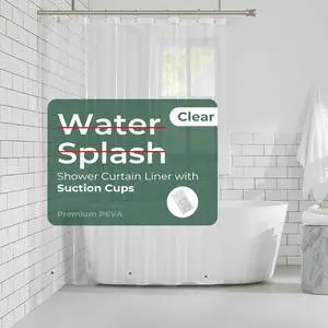 HARBOREST Clear Shower Curtain Liner with Side Suction Cups, Premium PEVA Plastic Shower Liner with 3 Magnets, Waterproof Bathroom Curtain, 72 x 72, Clear HARBOREST Clear Shower Curtain Liner with Side Suction Cups, Premium PEVA Plastic Shower Liner with 3 Magnets, Waterproof Bathroom Curtain, 72 x 72, Clear