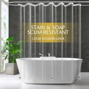 ZEMAHOME Clear PEVA Plastic Shower Curtain Liner Premium Light Weight 72" x 72" Transparent Bathroom Shower Showroom Curtain Liner with Rustproof Metal Gromments and Weighted Magnet ZEMAHOME Clear PEVA Plastic Shower Curtain Liner Premium Light Weight 72" x 72" Transparent Bathroom Shower Showroom Curtain Liner with Rustproof Metal Gromments and Weighted Magnet