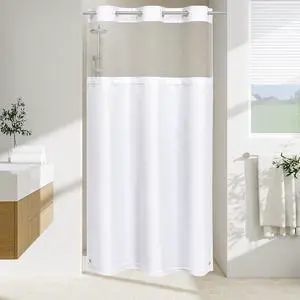 Gibelle White Fabric Snap in Shower Curtain Liner Replacement Fitted for No Hook Shower Curtain, Water Repellent Liner for Bathroom 34x54 Inch 1 Pack Gibelle White Fabric Snap in Shower Curtain Liner Replacement Fitted for No Hook Shower Curtain, Water Repellent Liner for Bathroom 34x54 Inch 1 Pack