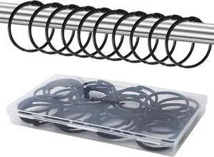 36pcs Shower Curtain Rings, Rust-Resistant Metal Round Shower Hooks for Bathroom Rod Curtains, Changing Room, Windows, Home Decoration, Movable Clasp (Black) 36pcs Shower Curtain Rings, Rust-Resistant Metal Round Shower Hooks for Bathroom Rod Curtains, Changing Room, Windows, Home Decoration, Movable Clasp (Black)