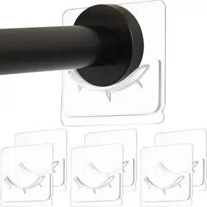 Jetec 6 Pcs Shower Rod Holder Adhesive Curtain Rod Holder, Adhesive Wall Mounted Shower Rods Holders No Drilling Install, Rods Mount Retainer, No Drilling Jetec 6 Pcs Shower Rod Holder Adhesive Curtain Rod Holder, Adhesive Wall Mounted Shower Rods Holders No Drilling Install, Rods Mount Retainer, No Drilling