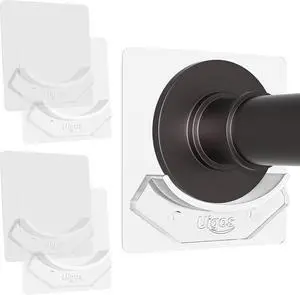 Uigos Shower Curtain Rod Holder - Easy Installation - No Drilling Required, Transparent Wall Mount Rod Retainer, Premium Design, 4 Pieces (Rod Not Included) Uigos Shower Curtain Rod Holder - Easy Installation - No Drilling Required, Transparent Wall Mount Rod Retainer, Premium Design, 4 Pieces (Rod Not Included)