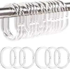 Resze 48 PCS Shower Curtain Rings,Plastic Clear Shower Curtain Hooks,C-Shaped Rings Hook Hanger Bathroom Shower Window Rod Resze 48 PCS Shower Curtain Rings,Plastic Clear Shower Curtain Hooks,C-Shaped Rings Hook Hanger Bathroom Shower Window Rod