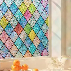 Beautsaid Window Privacy Film Stained Glass(Lattice,17.7 x 78.7 inches) | Rainbow Window Film Decorative for Bathroom, Peel and Stick Window Cling Removable Beautsaid Window Privacy Film Stained Glass(Lattice,17.7 x 78.7 inches) | Rainbow Window Film Decorative for Bathroom, Peel and Stick Window Cling Removable