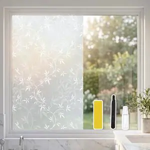 Bamboo Leaf Privacy Window Film, Frosted Static Cling Sparkle 17.5"x78.7" | UV blocking, removable & reusable. Sparkle effect adds elegant decor. Ideal for bathroom, home office, living room Bamboo Leaf Privacy Window Film, Frosted Static Cling Sparkle 17.5"x78.7" | UV blocking, removable & reusable. Sparkle effect adds elegant decor. Ideal for bathroom, home office, living room