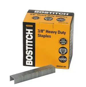 Bostitch Office Heavy Duty Premium Staples, 25-55 Sheets, 0.375 Inch Leg, 5,000 Per Box (SB353/8-5M) Bostitch Office Heavy Duty Premium Staples, 25-55 Sheets, 0.375 Inch Leg, 5,000 Per Box (SB353/8-5M)