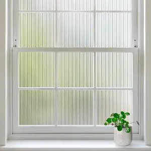 rabbitgoo Reeded Glass Window Privacy Film, Non Adhesive, 17.5" x 78.7" | Static Cling, Removable, UV Heat Blocking, Anti-Glare, Decorative for Bathroom Living Room rabbitgoo Reeded Glass Window Privacy Film, Non Adhesive, 17.5" x 78.7" | Static Cling, Removable, UV Heat Blocking, Anti-Glare, Decorative for Bathroom Living Room