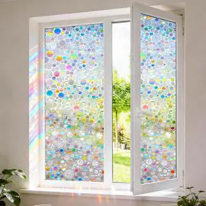 Stained Glass Window Privacy Film,Rainbow Iridescent Bubble 17.5" x 78.7" | No Glue Static Cling Decorative Window Decor,No Residue,Anti-UV & Heat Blocking,Privacy for Front Door Home Bathroom Stained Glass Window Privacy Film,Rainbow Iridescent Bubble 17.5" x 78.7" | No Glue Static Cling Decorative Window Decor,No Residue,Anti-UV & Heat Blocking,Privacy for Front Door Home Bathroom
