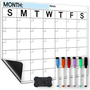 Dry Erase Magnetic Calendar for Refrigerator - Monthly Planner Magnet Whiteboard for Fridge Wall Door - Shopping, Meal/Menu, to Do List, Family Schedule Planning Board with 6 Markers - Black Dry Erase Magnetic Calendar for Refrigerator - Monthly Planner Magnet Whiteboard for Fridge Wall Door - Shopping, Meal/Menu, to Do List, Family Schedule Planning Board with 6 Markers - Black