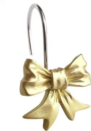 CHICTIE Decorative Shower Curtain Hooks, Bow Knot Shower Curtain Rings Hooks for Bathroom Baby Kids Room Rustproof Shower Hooks (Gold) CHICTIE Decorative Shower Curtain Hooks, Bow Knot Shower Curtain Rings Hooks for Bathroom Baby Kids Room Rustproof Shower Hooks (Gold)