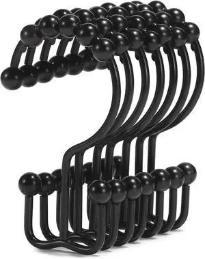 Shower Curtain Hooks, Goowin Shower Curtain Rings, Stainless Steel Black Shower Curtain Hooks, Shower Curtain Rings Rust Proof, Free Sliding Double Shower Hooks for Shower Curtain & Liners (Black) Shower Curtain Hooks, Goowin Shower Curtain Rings, Stainless Steel Black Shower Curtain Hooks, Shower Curtain Rings Rust Proof, Free Sliding Double Shower Hooks for Shower Curtain & Liners (Black)