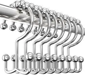 Utopia Bedding Double Glide Shower Curtain Hooks, 12 Pack, Nickel | Premium rust-resistant shower curtain rings provide reliable performance in bathrooms, guest rooms, and hotels Utopia Bedding Double Glide Shower Curtain Hooks, 12 Pack, Nickel | Premium rust-resistant shower curtain rings provide reliable performance in bathrooms, guest rooms, and hotels