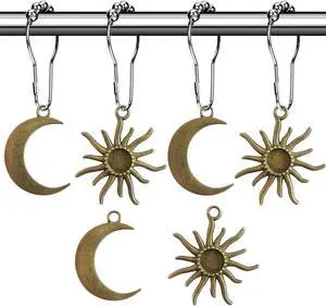 Sun Moon Celestial Shower Curtain Hooks Rings - Mid Century Abstract Boho Shower Curtain Hooks, Minimalist Vintage Cute Shower Hooks,Chic Mystic Fantasy Goth Nature Bathroom Decor Sun Moon Celestial Shower Curtain Hooks Rings - Mid Century Abstract Boho Shower Curtain Hooks, Minimalist Vintage Cute Shower Hooks,Chic Mystic Fantasy Goth Nature Bathroom Decor