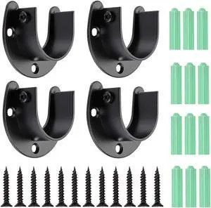 OwnMy 4 Packs Closet Rod End Supports Brackets 1-1/2" Diameter, Black | U Shaped Stainless Steel Closet Pole Sockets, Flange Rod Holder for Closet Wardrobe Shower Curtain Rod Holders OwnMy 4 Packs Closet Rod End Supports Brackets 1-1/2" Diameter, Black | U Shaped Stainless Steel Closet Pole Sockets, Flange Rod Holder for Closet Wardrobe Shower Curtain Rod Holders