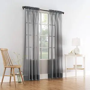 Comfy Deal 2 Pieces Beautiful Elegance Fully Stitched Window Sheer Voile Curtain Panel (Grey) Comfy Deal 2 Pieces Beautiful Elegance Fully Stitched Window Sheer Voile Curtain Panel (Grey)