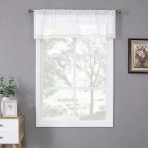 Tollpiz White Sheer Valance Linen Textured Bedroom Valance Curtains Sheer Light Filtering Rod Pocket Voile Curtain Valances for Living Room, 54 x 16 inches Long, Set of 1 Panel Tollpiz White Sheer Valance Linen Textured Bedroom Valance Curtains Sheer Light Filtering Rod Pocket Voile Curtain Valances for Living Room, 54 x 16 inches Long, Set of 1 Panel