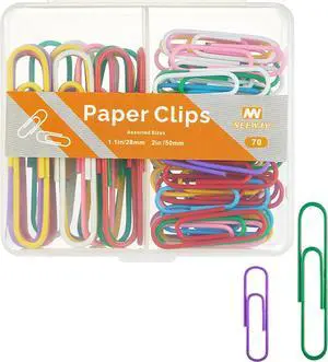 NEEWAY Colorful Paper Clips Assorted Sizes, Small and Large Paper Clips, 70 Count (Multicolor) NEEWAY Colorful Paper Clips Assorted Sizes, Small and Large Paper Clips, 70 Count (Multicolor)
