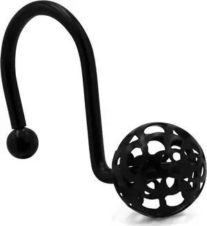 MitoVilla Black Shower Curtain Hooks Rings, Metal Shower Hooks for Shower Curtain & Liner, Hollow Ball Rust Proof Shower Rings for Curtain Accessories and Bathroom Shower Rod MitoVilla Black Shower Curtain Hooks Rings, Metal Shower Hooks for Shower Curtain & Liner, Hollow Ball Rust Proof Shower Rings for Curtain Accessories and Bathroom Shower Rod
