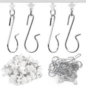 Jetec 60 Pcs Shower Curtain Track Gliders Hooks Pack of 30 Pieces Hooks and 30 Pieces Gliders for Rails and Tracks (White,Classic Style) Jetec 60 Pcs Shower Curtain Track Gliders Hooks Pack of 30 Pieces Hooks and 30 Pieces Gliders for Rails and Tracks (White,Classic Style)