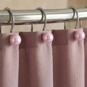 Pink Pearl Shower Curtain Hooks: Round Decorative Curtain Rings, 12Pcs | Elegant Rustproof Hangers, Minimalist Boho Vintage Bathroom Decor, Gift for Women, Moms, Girls & Farmhouse Home Lovers Pink Pearl Shower Curtain Hooks: Round Decorative Curtain Rings, 12Pcs | Elegant Rustproof Hangers, Minimalist Boho Vintage Bathroom Decor, Gift for Women, Moms, Girls & Farmhouse Home Lovers