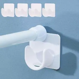 Adhesive Shower Curtain Rod Holder - 4 Pack Curtain Rod Bracket No Drilling, Multifunction U Shape ABS Plastic Shower Rod Retainer for Bathroom Bedroom (Shower Curtain Rod Not Included) Adhesive Shower Curtain Rod Holder - 4 Pack Curtain Rod Bracket No Drilling, Multifunction U Shape ABS Plastic Shower Rod Retainer for Bathroom Bedroom (Shower Curtain Rod Not Included)
