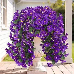 Sggvecsy Artificial Fake Hanging Flowers Plants for Outdoor Outside Spring Summer Decoration 2PCS Faux Silk UV Resistant Realistic Morning Glory Trailing Vines for Home Porch Patio Balcony(Purple) Sggvecsy Artificial Fake Hanging Flowers Plants for Outdoor Outside Spring Summer Decoration 2PCS Faux Silk UV Resistant Realistic Morning Glory Trailing Vines for Home Porch Patio Balcony(Purple)