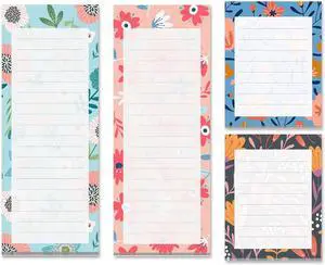 Prims & Flourish Magnetic Notepads for Refrigerator, 4-Pack Grocery List Magnet Pad for Fridge, To-Do List, Reminders, Scratch Pads, Cute Floral Designs, 60 Sheets Per Pad Prims & Flourish Magnetic Notepads for Refrigerator, 4-Pack Grocery List Magnet Pad for Fridge, To-Do List, Reminders, Scratch Pads, Cute Floral Designs, 60 Sheets Per Pad