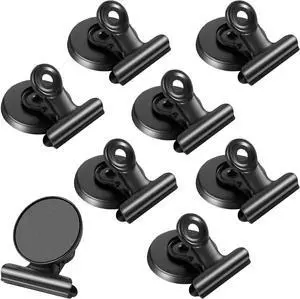 8Pack Strong Fridge Magnets - Heavy Duty Bulldog Clips Perfect for Refrigerator & Whiteboard Displays - Home & School Use (Black). 8Pack Strong Fridge Magnets - Heavy Duty Bulldog Clips Perfect for Refrigerator & Whiteboard Displays - Home & School Use (Black).