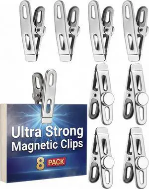 Magnetic Chip Bag Clips for Fridge, 8 Pack Heavy Duty Fridge Magnet with Strong Neodymium, Food Storage & Office Photo Calendar Holders Magnetic Chip Bag Clips for Fridge, 8 Pack Heavy Duty Fridge Magnet with Strong Neodymium, Food Storage & Office Photo Calendar Holders