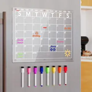 Neatsure Acrylic Magnetic Dry Erase Board Calendar for Fridge, Clear Monthly Planner Whiteboard for Refrigerator, w/ 8 Colors Markers, 15"x11" Neatsure Acrylic Magnetic Dry Erase Board Calendar for Fridge, Clear Monthly Planner Whiteboard for Refrigerator, w/ 8 Colors Markers, 15"x11"