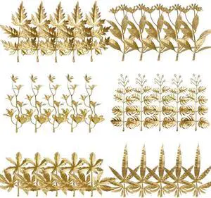 30PCS Mixed Mini Artificial Leaves 6 Types Golden Leaves 5in Fake Gold Plants Flowers for Wedding Party Table Decorations DIY Wreath Crafts Christmas Tree Filler 30PCS Mixed Mini Artificial Leaves 6 Types Golden Leaves 5in Fake Gold Plants Flowers for Wedding Party Table Decorations DIY Wreath Crafts Christmas Tree Filler