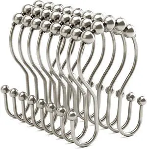 Shower Curtain Hooks Brushed Nickel Shower Curtain Rings Rust Proof, Bathway Balanced Smooth Glide Double Shower Curtain Hooks, Sturdy Shower Hooks for Shower Curtain 12 Pcs Shower Rod Hooks Shower Curtain Hooks Brushed Nickel Shower Curtain Rings Rust Proof, Bathway Balanced Smooth Glide Double Shower Curtain Hooks, Sturdy Shower Hooks for Shower Curtain 12 Pcs Shower Rod Hooks