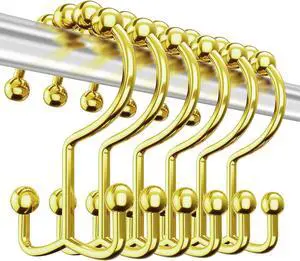 12 Pcs Gold Shower Curtain Hooks, 304 Stainless Steel Shower Curtain Hooks | Shower Curtain Rings Rust Proof, Double Hook Glide Shower Curtain Hooks Gold for Bathroom, Modern Decorative Shower Hooks 12 Pcs Gold Shower Curtain Hooks, 304 Stainless Steel Shower Curtain Hooks | Shower Curtain Rings Rust Proof, Double Hook Glide Shower Curtain Hooks Gold for Bathroom, Modern Decorative Shower Hooks